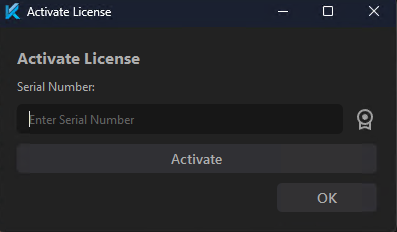 Activate license dialogue