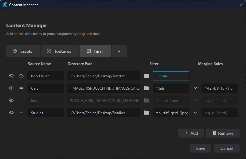 Content manager with sources
