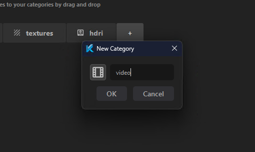 New category dialogue
