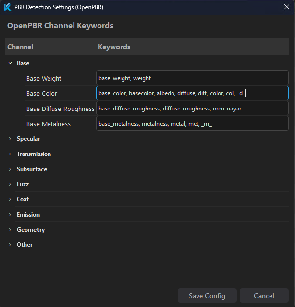 PBR detection settings