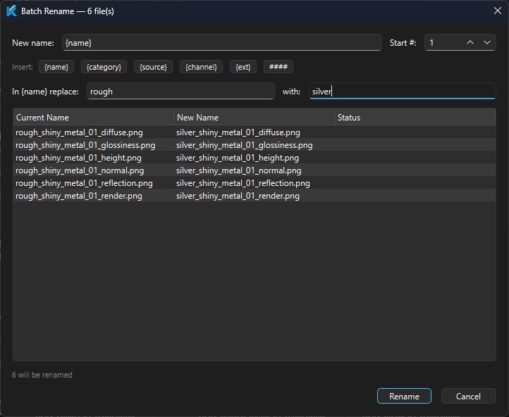 Batch Renamer window