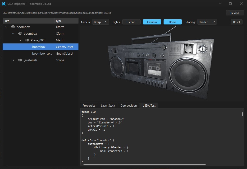 USD Inspector window